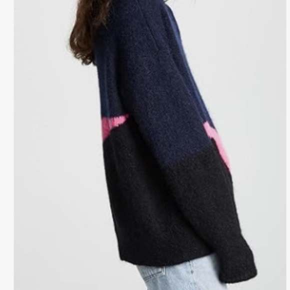 Zadig & Voltaire cozy preppy color block grandma core Tony Mohair Sweater - Picture 9 of 11